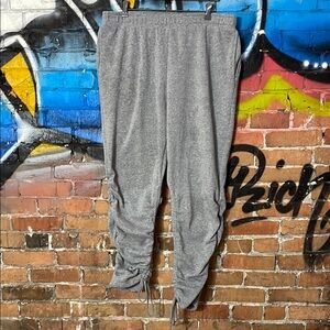 KJ SPORT-gray cotton blend stretch waistband athletic drawstring sweatpants
